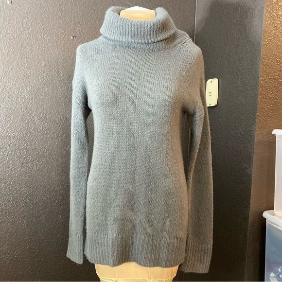 NEW Scotland super‎ soft cashmere silk Grey Turtle cowl neck tunic sweater